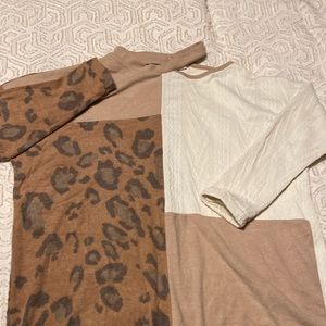 Hailey & Co cold Shoulder mixed material top